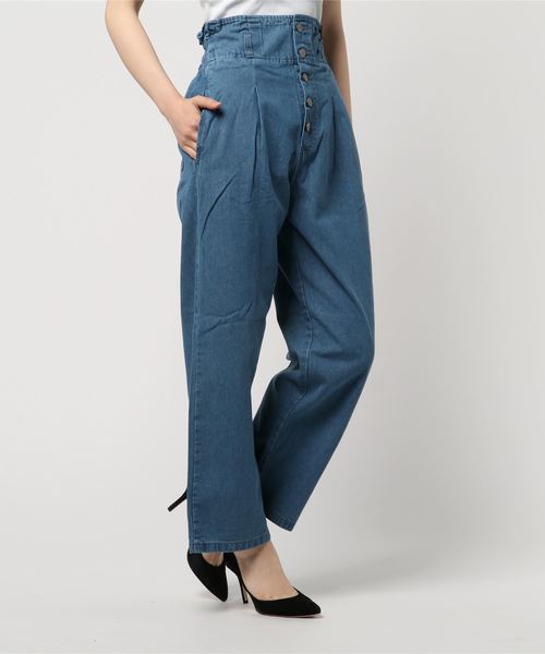 WEGO（ウィゴー）の「WEGO/前ボタンストレートパンツ（デニムパンツ・レディース・ライトインディゴブルー/インディゴブルー・FREE）」の11枚目の写真