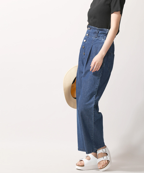 WEGO（ウィゴー）の「WEGO/前ボタンストレートパンツ（デニムパンツ・レディース・ライトインディゴブルー/インディゴブルー・FREE）」の7枚目の写真