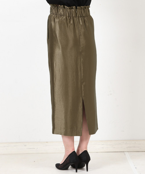 Liesse（リエス）の「アセテートウエストゴムタイトスカート（スカート・レディース・カーキ/ブラック・S/M）」の10枚目の写真