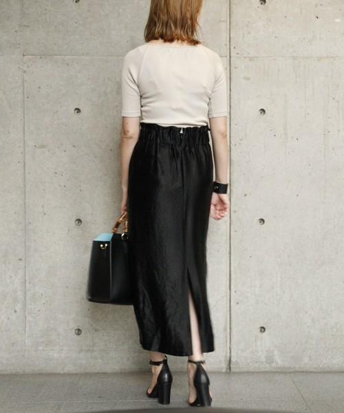 Liesse（リエス）の「アセテートウエストゴムタイトスカート（スカート・レディース・カーキ/ブラック・S/M）」の3枚目の写真