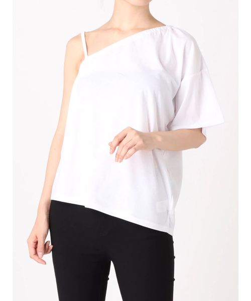 EMODA(エモダ)の「ワンショルダーTシャツ(Tシャツ/カットソー・レディース・ホワイト/ブラック/パープル・FREE)」の2枚目の写真