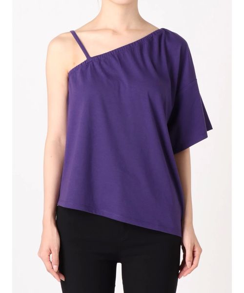 EMODA(エモダ)の「ワンショルダーTシャツ(Tシャツ/カットソー・レディース・ホワイト/ブラック/パープル・FREE)」の4枚目の写真