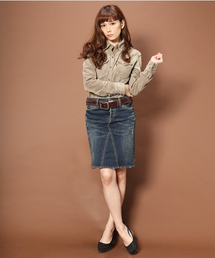 goa | 10ozストレッチデニムひざ丈スカート(デニムスカート)