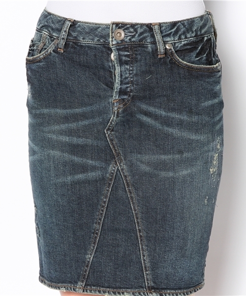 goa（ゴア）の「10ozストレッチデニムひざ丈スカート（デニムスカート・レディース・ブラック/インディゴブルー・SMALL/MEDIUM）」の5枚目の写真