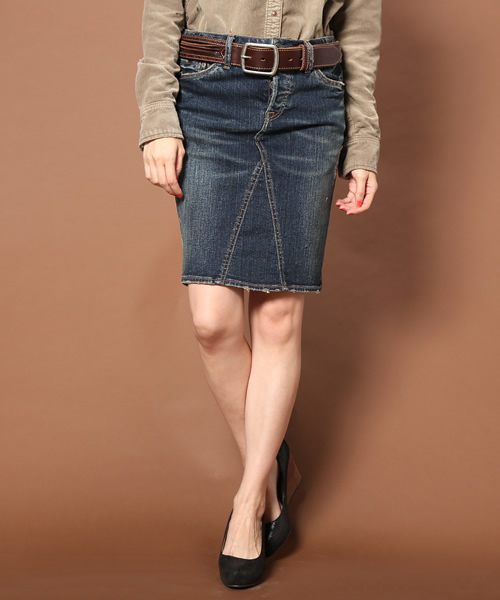 goa（ゴア）の「10ozストレッチデニムひざ丈スカート（デニムスカート・レディース・ブラック/インディゴブルー・SMALL/MEDIUM）」の11枚目の写真