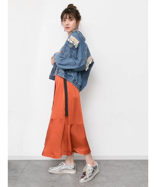 Editt by YECCA VECCA(エディットバイイェッカヴェッカ)の「SRベルトイレヘムスカート(スカート・レディース・ベージュ/カーキ/オレンジ・FREE)」の9枚目の写真