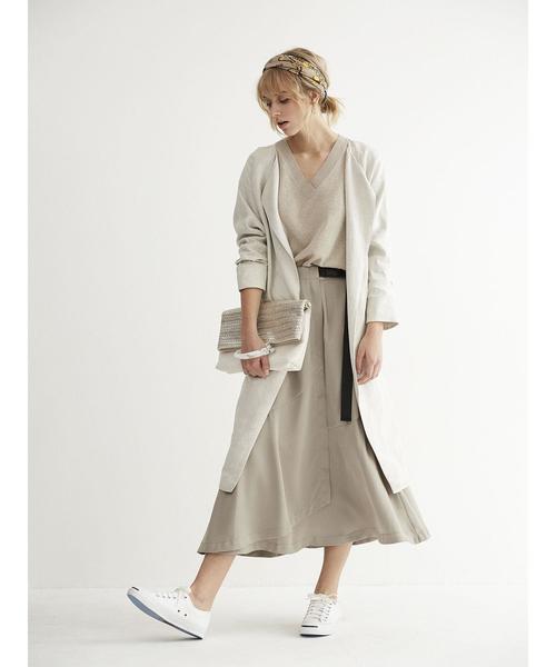 Editt by YECCA VECCA(エディットバイイェッカヴェッカ)の「SRベルトイレヘムスカート(スカート・レディース・ベージュ/カーキ/オレンジ・FREE)」の1枚目の写真