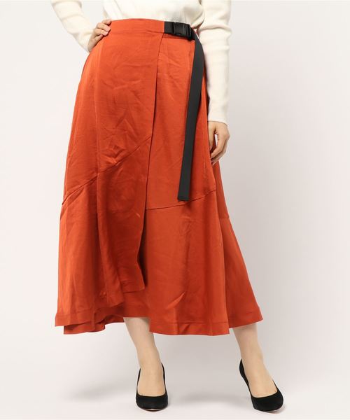 Editt by YECCA VECCA(エディットバイイェッカヴェッカ)の「SRベルトイレヘムスカート(スカート・レディース・ベージュ/カーキ/オレンジ・FREE)」の8枚目の写真