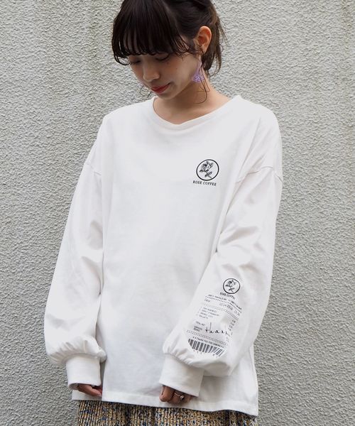 Tiptop ティップトップ の 胸ロゴバラ柄袖レシートプリントビッグt Zozotown限定アイテム Tシャツ カットソー Wear
