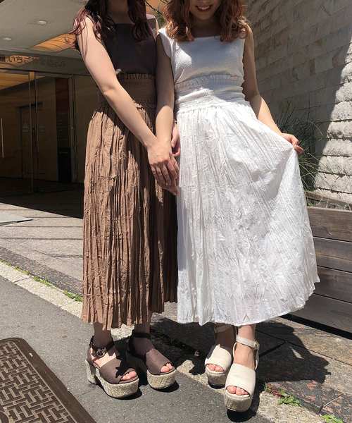 one after another NICE CLAUP（ワンアフターアナザーナイスクラップ）の「ぷくぷくビスチェ（タンクトップ・レディース・ベージュ/ブラウン/オフホワイト・FREE）」の7枚目の写真