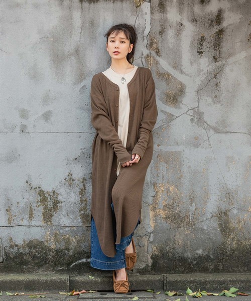 made in standard （メイドインスタンダード）の「made in standard/メイドインスタンダード 3way ワッフル ロングワンピース/カーディガン（ワンピース・レディース・ブラック/ブラウン/カーキ/ナチュラル・FREE）」の20枚目の写真