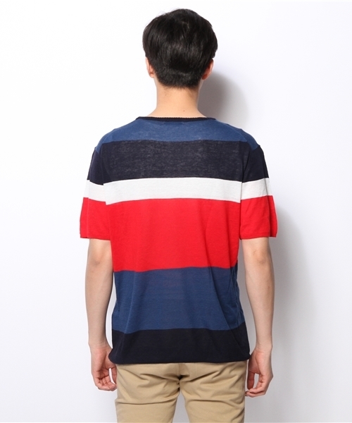 WEGO(ウィゴー)の「WEGO/ボーダー半袖ニットソー(ニット/セーター・メンズ・ブラック/ブルー・LARGE/MEDIUM)」の8枚目の写真