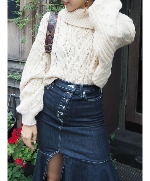 EVRIS（エヴリス）の「ドッキングイレギュラーヘムDENIMスカート（デニムスカート・レディース・ブラック/インディゴブルー・SMALL/MEDIUM）」の8枚目の写真