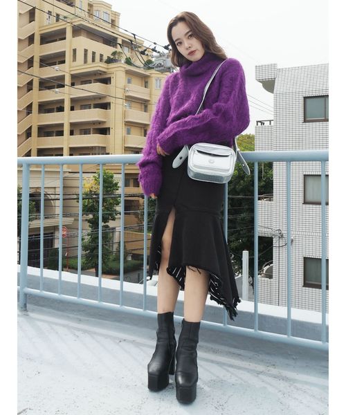 EVRIS（エヴリス）の「ドッキングイレギュラーヘムDENIMスカート（デニムスカート・レディース・ブラック/インディゴブルー・SMALL/MEDIUM）」の11枚目の写真