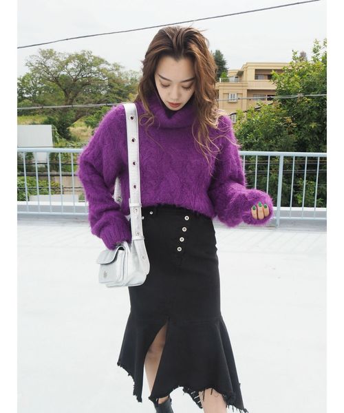 EVRIS（エヴリス）の「ドッキングイレギュラーヘムDENIMスカート（デニムスカート・レディース・ブラック/インディゴブルー・SMALL/MEDIUM）」の12枚目の写真