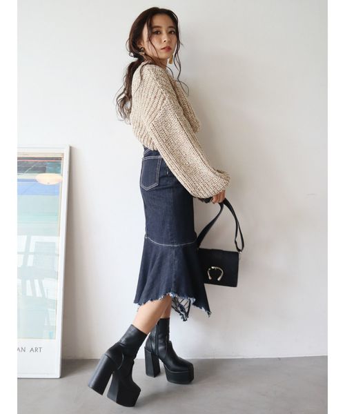 EVRIS（エヴリス）の「ドッキングイレギュラーヘムDENIMスカート（デニムスカート・レディース・ブラック/インディゴブルー・SMALL/MEDIUM）」の17枚目の写真