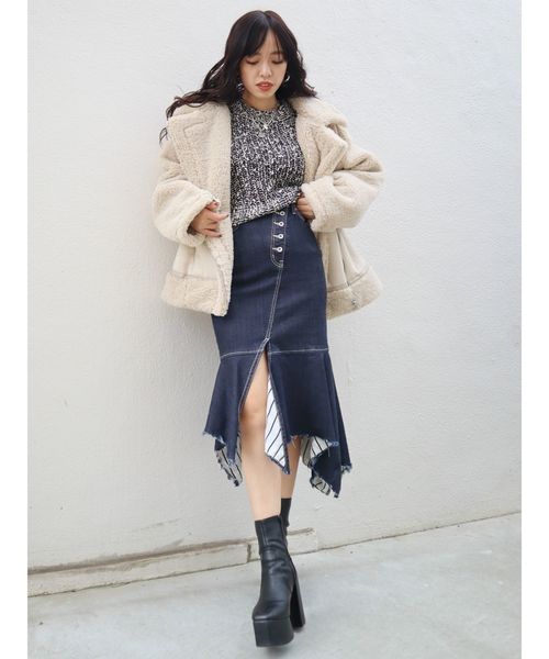 EVRIS（エヴリス）の「ドッキングイレギュラーヘムDENIMスカート（デニムスカート・レディース・ブラック/インディゴブルー・SMALL/MEDIUM）」の19枚目の写真