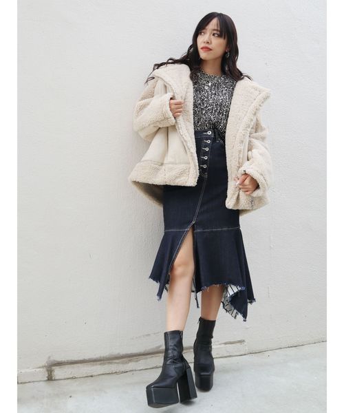 EVRIS（エヴリス）の「ドッキングイレギュラーヘムDENIMスカート（デニムスカート・レディース・ブラック/インディゴブルー・SMALL/MEDIUM）」の20枚目の写真