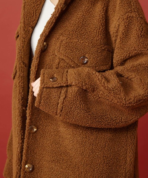 MIIA（ミーア）の「フロントポケットボアコート（ブルゾン・レディース・ブラック/ベージュ/ブラウン・FREE）」の12枚目の写真