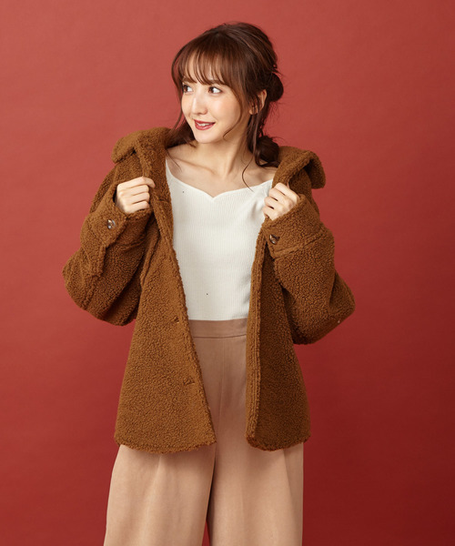 MIIA（ミーア）の「フロントポケットボアコート（ブルゾン・レディース・ブラック/ベージュ/ブラウン・FREE）」の17枚目の写真