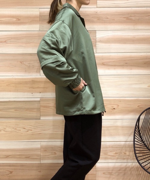 SUPERTHANKS(スーパーサンクス)の「サテンビッグシルエット2WAYコーチジャケット■セットアップ対応■(ユニセックス)(ブルゾン・メンズ・ホワイト/ブラック/モカ/カーキ・SMALL/MEDIUM/LARGE)」の20枚目の写真