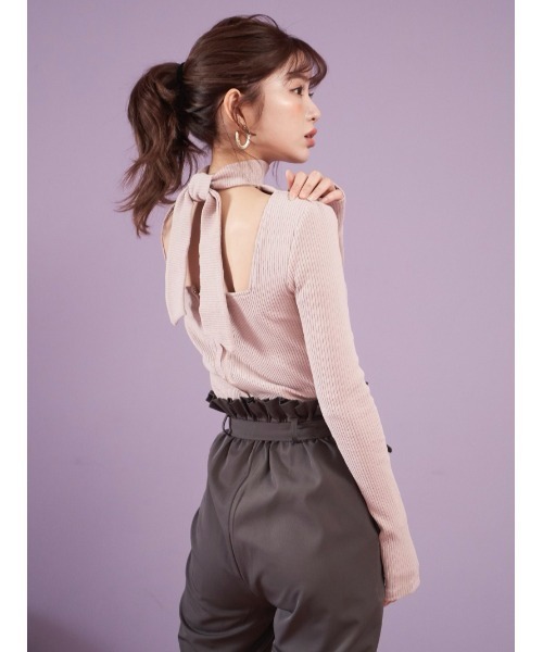 Darich ダーリッチ の バックオープンリブトップス Tシャツ カットソー Wear