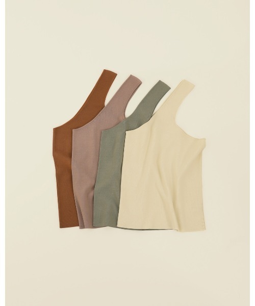 TODAYFUL（トゥデイフル）の「アシンメトリーニットタンク（タンクトップ・レディース・オフホワイト/ミント/キャメル/ピンクベージュ・FREE）」の7枚目の写真