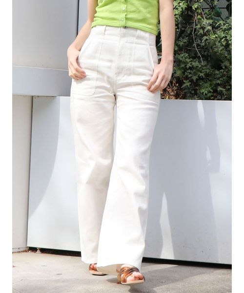 dazzlin（ダズリン）の「ハイウエストポケットワイドパンツ（デニムパンツ・レディース・インディゴブルー/オフホワイト・SMALL/MEDIUM）」の2枚目の写真