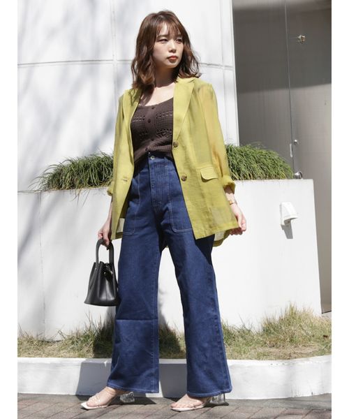 dazzlin（ダズリン）の「ハイウエストポケットワイドパンツ（デニムパンツ・レディース・インディゴブルー/オフホワイト・SMALL/MEDIUM）」の5枚目の写真