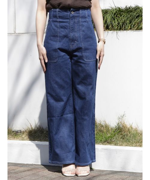 dazzlin（ダズリン）の「ハイウエストポケットワイドパンツ（デニムパンツ・レディース・インディゴブルー/オフホワイト・SMALL/MEDIUM）」の9枚目の写真