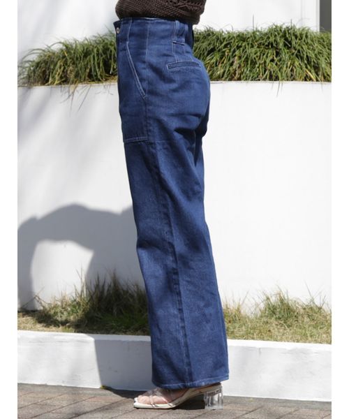 dazzlin（ダズリン）の「ハイウエストポケットワイドパンツ（デニムパンツ・レディース・インディゴブルー/オフホワイト・SMALL/MEDIUM）」の3枚目の写真