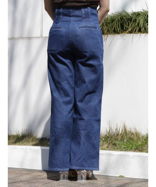 dazzlin（ダズリン）の「ハイウエストポケットワイドパンツ（デニムパンツ・レディース・インディゴブルー/オフホワイト・SMALL/MEDIUM）」の8枚目の写真