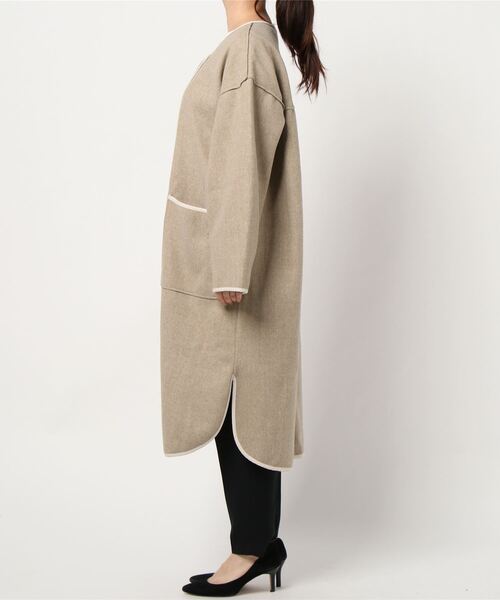 coca（coca）（コカ）の「ニットモッサパイピングコート（その他アウター・レディース・ベージュ・ONE SIZE）」の2枚目の写真