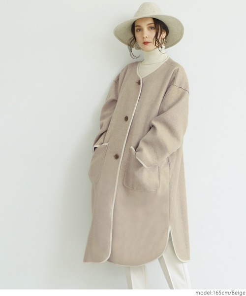 coca（coca）（コカ）の「ニットモッサパイピングコート（その他アウター・レディース・ベージュ・ONE SIZE）」の6枚目の写真