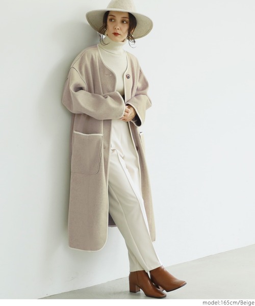 coca（coca）（コカ）の「ニットモッサパイピングコート（その他アウター・レディース・ベージュ・ONE SIZE）」の10枚目の写真