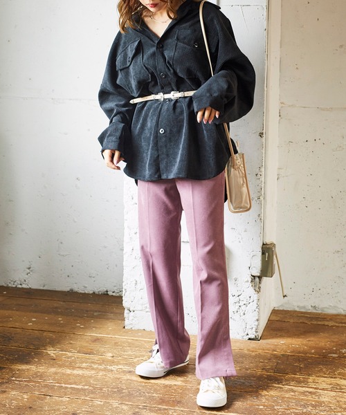 WEGO(ウィゴー)の「WEGO/【セットアップ対応商品】スエードライクセンタープレスパンツ(スラックス・レディース・オリーブ/ブラウン/アイボリー/パープル・SMALL/MEDIUM)」の8枚目の写真