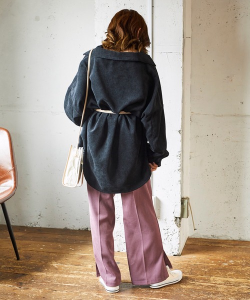 WEGO(ウィゴー)の「WEGO/【セットアップ対応商品】スエードライクセンタープレスパンツ(スラックス・レディース・オリーブ/ブラウン/アイボリー/パープル・SMALL/MEDIUM)」の9枚目の写真