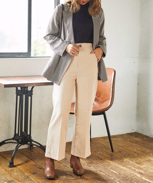 WEGO(ウィゴー)の「WEGO/【セットアップ対応商品】スエードライクセンタープレスパンツ(スラックス・レディース・オリーブ/ブラウン/アイボリー/パープル・SMALL/MEDIUM)」の5枚目の写真