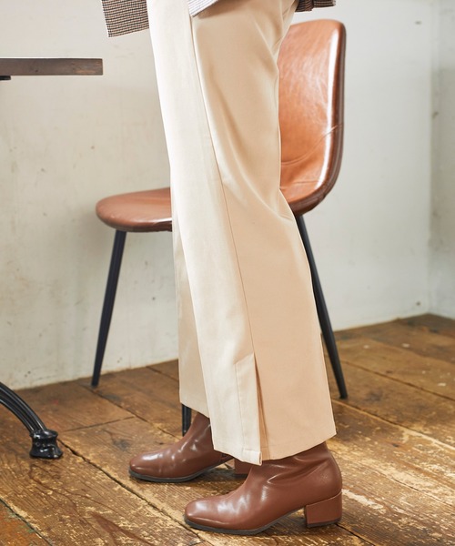 WEGO(ウィゴー)の「WEGO/【セットアップ対応商品】スエードライクセンタープレスパンツ(スラックス・レディース・オリーブ/ブラウン/アイボリー/パープル・SMALL/MEDIUM)」の10枚目の写真