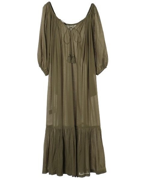 女神の余韻【FOLD】憧れローズ アヴェッラ シルク マキシドレス セール】Gathered Neck Maxi Dress/ギャザーネックマキシドレス