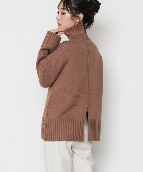STYLEBLOCK（スタイルブロック）の「3Gアクリル天竺編みハーフネックニットプルオーバー（ニット/セーター・レディース・ベージュ/ブルー/アイボリー/キャメル/ブラック・M）」の5枚目の写真