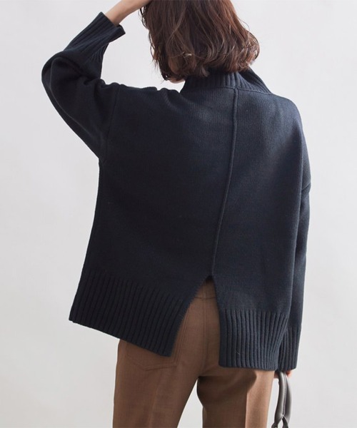 STYLEBLOCK（スタイルブロック）の「3Gアクリル天竺編みハーフネックニットプルオーバー（ニット/セーター・レディース・ベージュ/ブルー/アイボリー/キャメル/ブラック・M）」の14枚目の写真