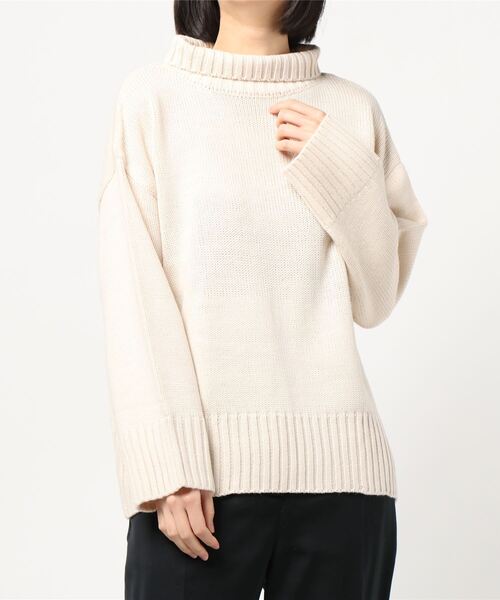 STYLEBLOCK（スタイルブロック）の「3Gアクリル天竺編みハーフネックニットプルオーバー（ニット/セーター・レディース・ベージュ/ブルー/アイボリー/キャメル/ブラック・M）」の8枚目の写真