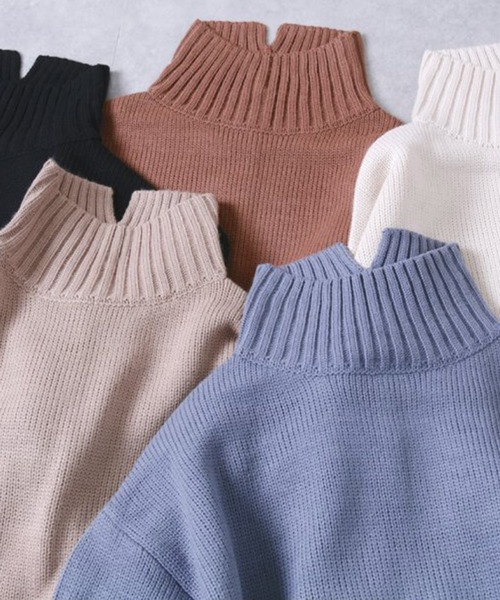 STYLEBLOCK（スタイルブロック）の「3Gアクリル天竺編みハーフネックニットプルオーバー（ニット/セーター・レディース・ベージュ/ブルー/アイボリー/キャメル/ブラック・M）」の15枚目の写真