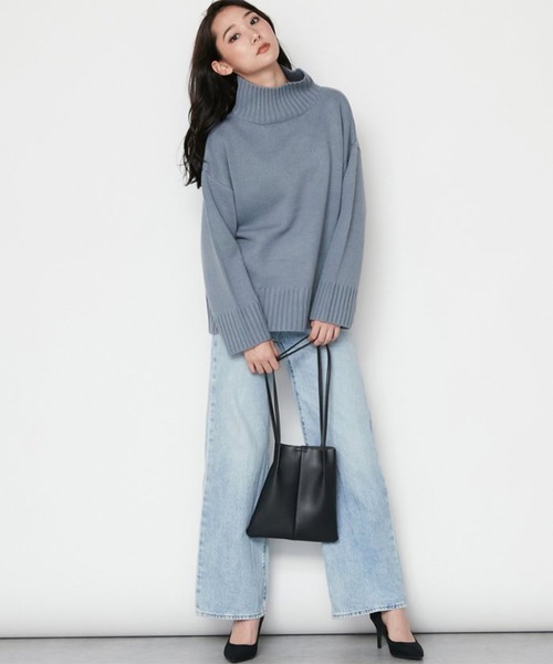 STYLEBLOCK（スタイルブロック）の「3Gアクリル天竺編みハーフネックニットプルオーバー（ニット/セーター・レディース・ベージュ/ブルー/アイボリー/キャメル/ブラック・M）」の13枚目の写真
