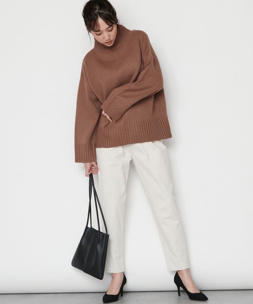 STYLEBLOCK（スタイルブロック）の「3Gアクリル天竺編みハーフネックニットプルオーバー（ニット/セーター・レディース・ベージュ/ブルー/アイボリー/キャメル/ブラック・M）」の12枚目の写真