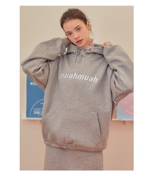 パーカー A'GEM/9 × .kom「muah muah/ムーアムーア」BOUCLE LINE NAPPING HOODIE/ブークレナッピング プ A'GEM/9 × .kom『muah muah/ムーアムーア』BOUCLE LINE NAPPING