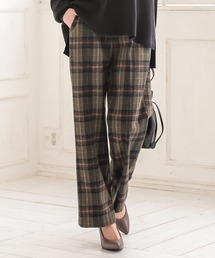 フェイクウールサイドボタンストレートパンツ