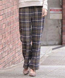 フェイクウールサイドボタンストレートパンツ