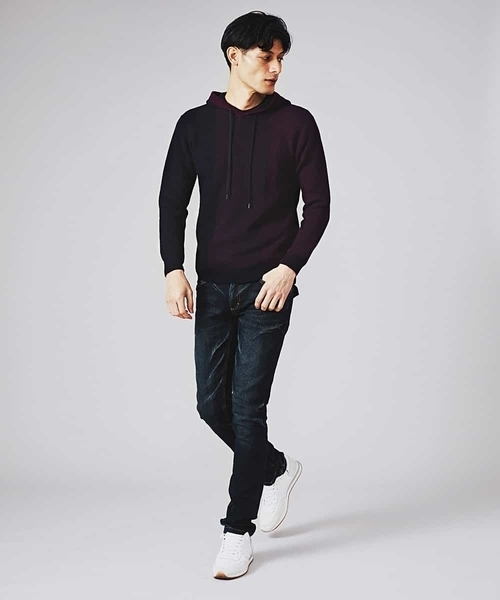 MICHEL KLEIN HOMME   （ミッシェルクランオム）の「ニットパーカー（ロイヤルグラデーションパーカー）（ニット/セーター・メンズ・ライトブラウン/ボルドー・46/48）」の4枚目の写真